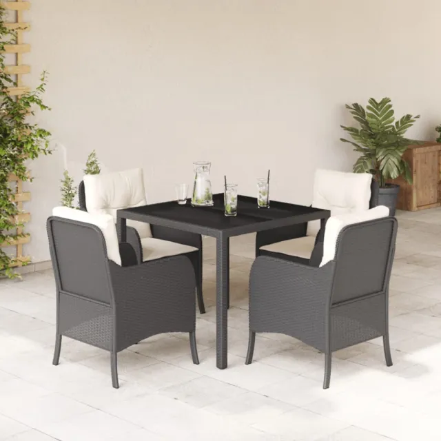 vidaXL 5-delige Tuinset met kussens poly rattan zwart, foto 2