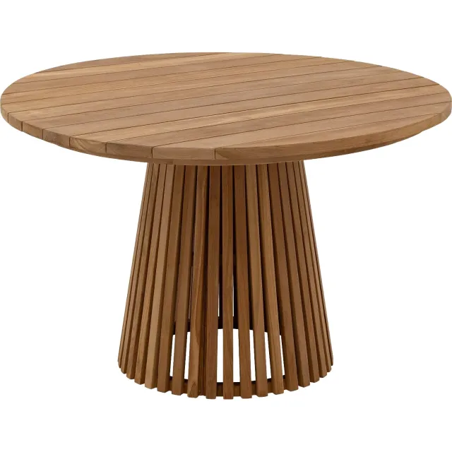 Goossens Tuintafel Idro - Onbewerkt - Teak - Rond - 4 Zitplaatsen teak naturel
