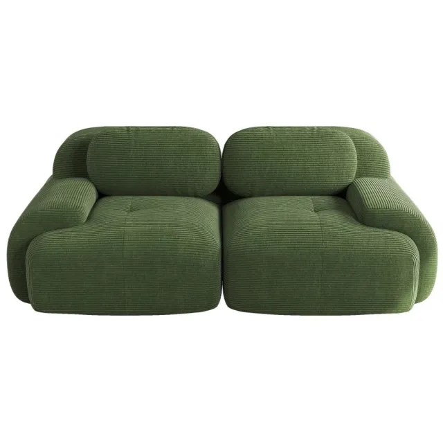 emvae Loveseat - 2 zits Bank - Zitbank - Woonkamerbank - Groene Ribstof - Corduroy - Zachte Stof - 208cm breed - Montagevrij