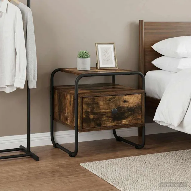 vidaXL Nachtkastje Gerookt eiken 40 x 39.5 x 40 cm Bewerkt hout Bruin