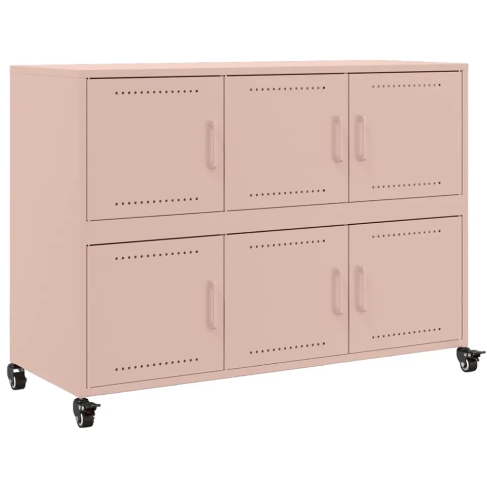 vidaXL Dressoir 100,5x39x72 cm staal roze