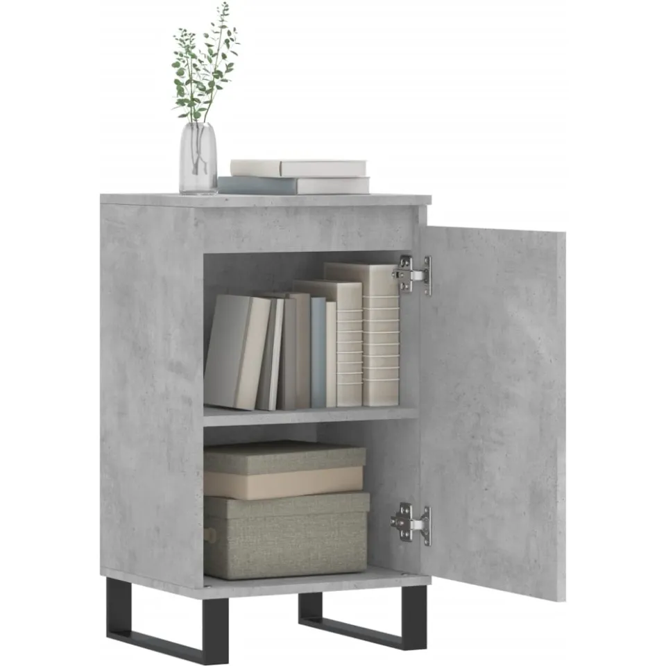 vidaXL Dressoir 40x35x70 cm bewerkt hout betongrijs wit, foto 4