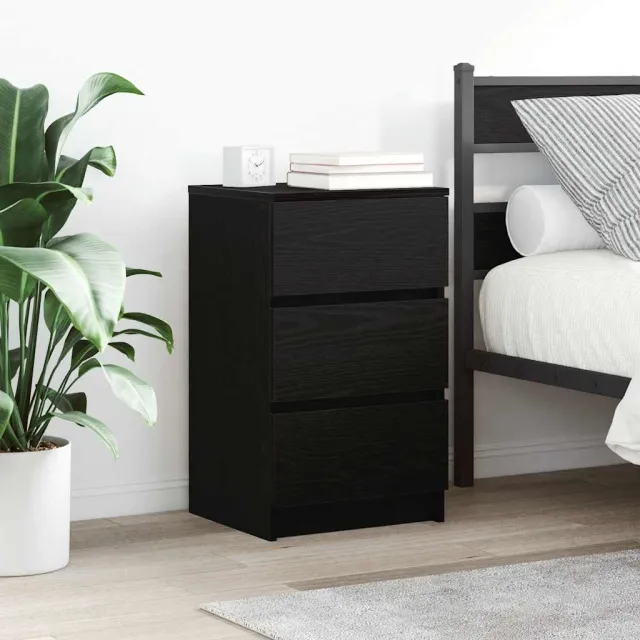 vidaXL Nachtkastje met 3 lades 39x35x65 cm zwart, foto 2