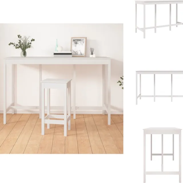 vidaXL Bartafel - 180x80x110 - cm - massief - grenenhout - wit