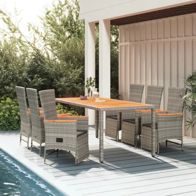vidaXL 7-delige Tuinset met kussens poly rattan grijs, foto 2