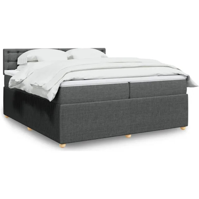 vidaXL Boxspring met matras stof donkergrijs 200x200 cm grijs