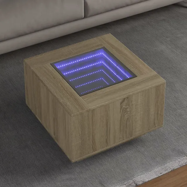 vidaXL Salontafel met LED 60x60x40 cm bewerkt hout sonoma eikenkleurig, foto 2
