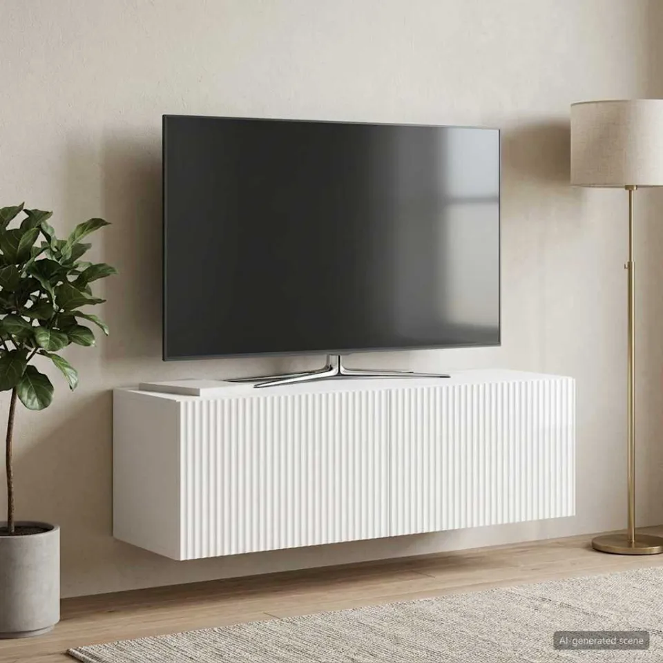 vidaXL Wandbeugel TV-kast 98 x 31 x 30 cm Hoogglans Wit Bewerkt hout, foto 4