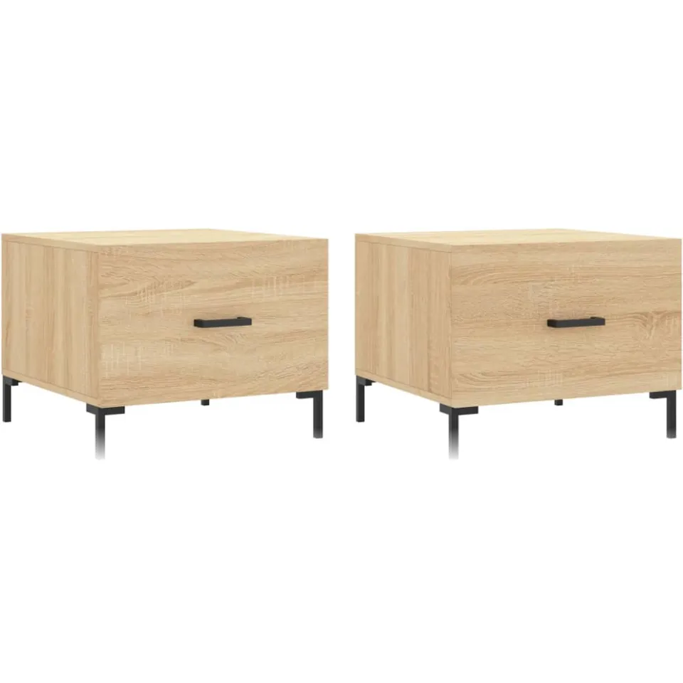 vidaXL Salontafels 2 st 50x50x40 cm bewerkt hout sonoma eikenkleurig, foto 3