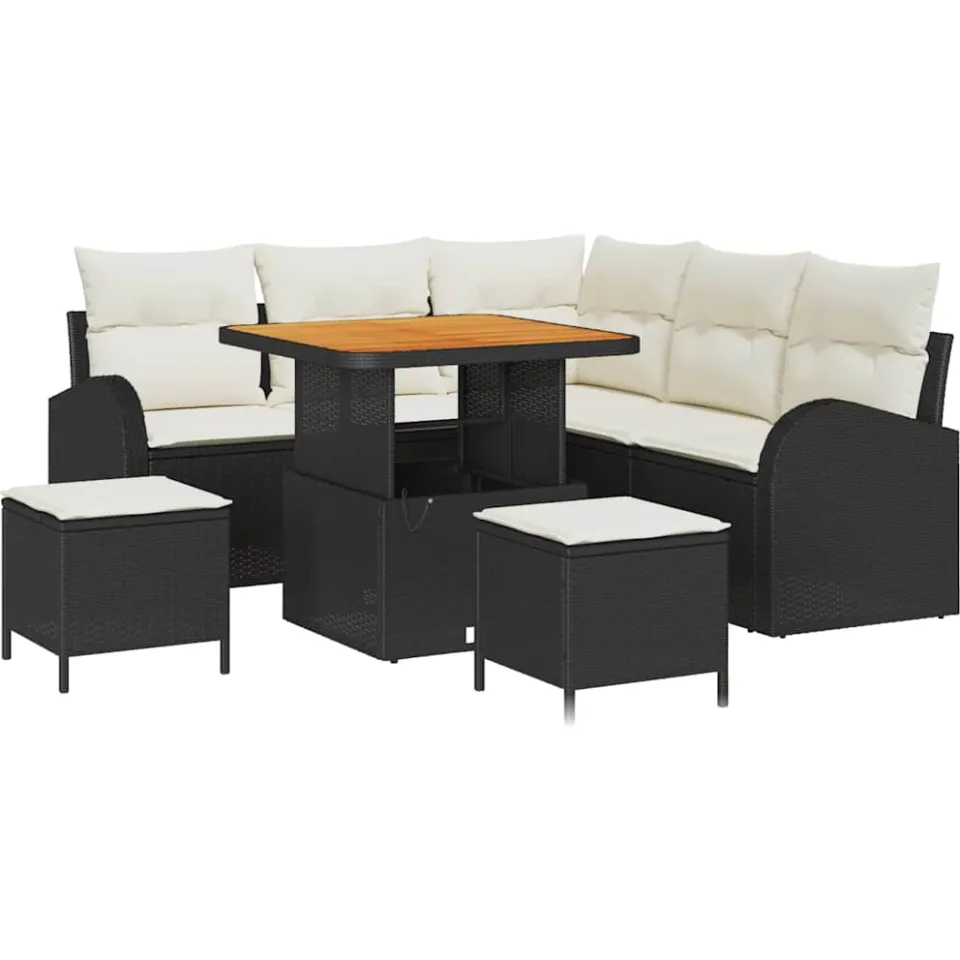 vidaXL Tuinbankenset 8 st Zwart poly rattan