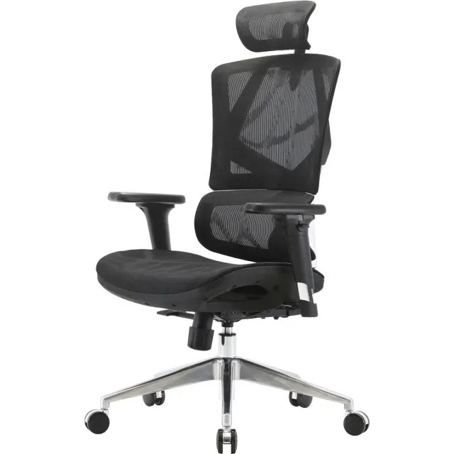 Sihoo bureaustoel bureaustoel ergonomisch, lendensteun hoge rugleuning 3D armleuningen ~ mesh zwart