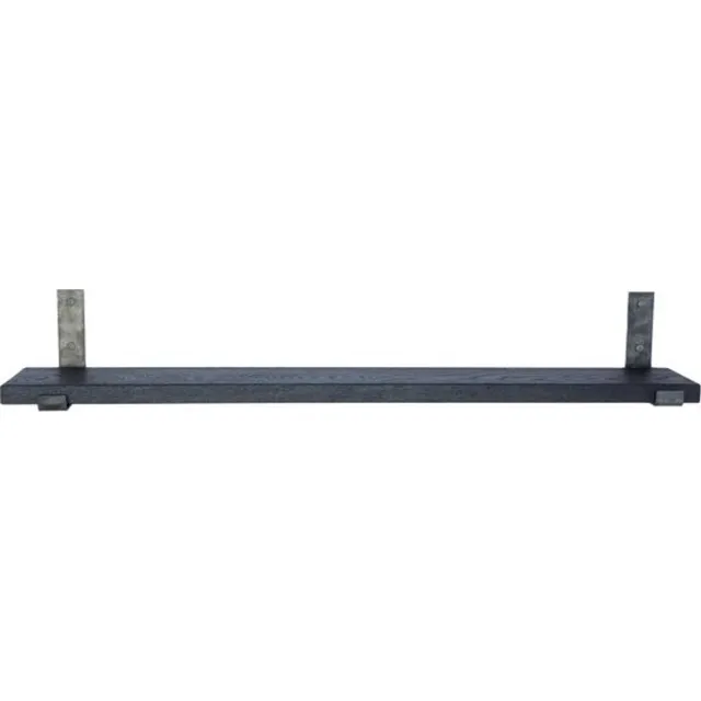 GoudmetHout Zwarte Eiken Wandplank - 240x15 cm - Plankdragers L-UP Zonder Coating Zwart eiken