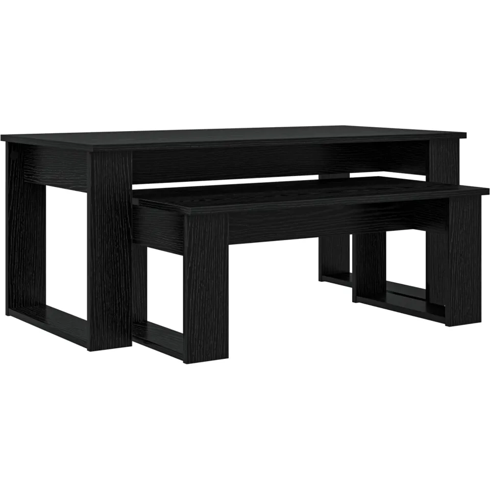 vidaXL Koffietafel Set 2 st Zwart Eiken 100 x 50 x 42 cm Bewerkt hout, foto 3