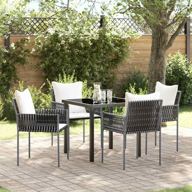 vidaXL Tuin eettafelset 5 st Bruin en zwart PE Rattan