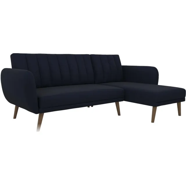 Notio Living Brittany-Slaapbank - 3-zits - Blauw Linnen Marineblauw