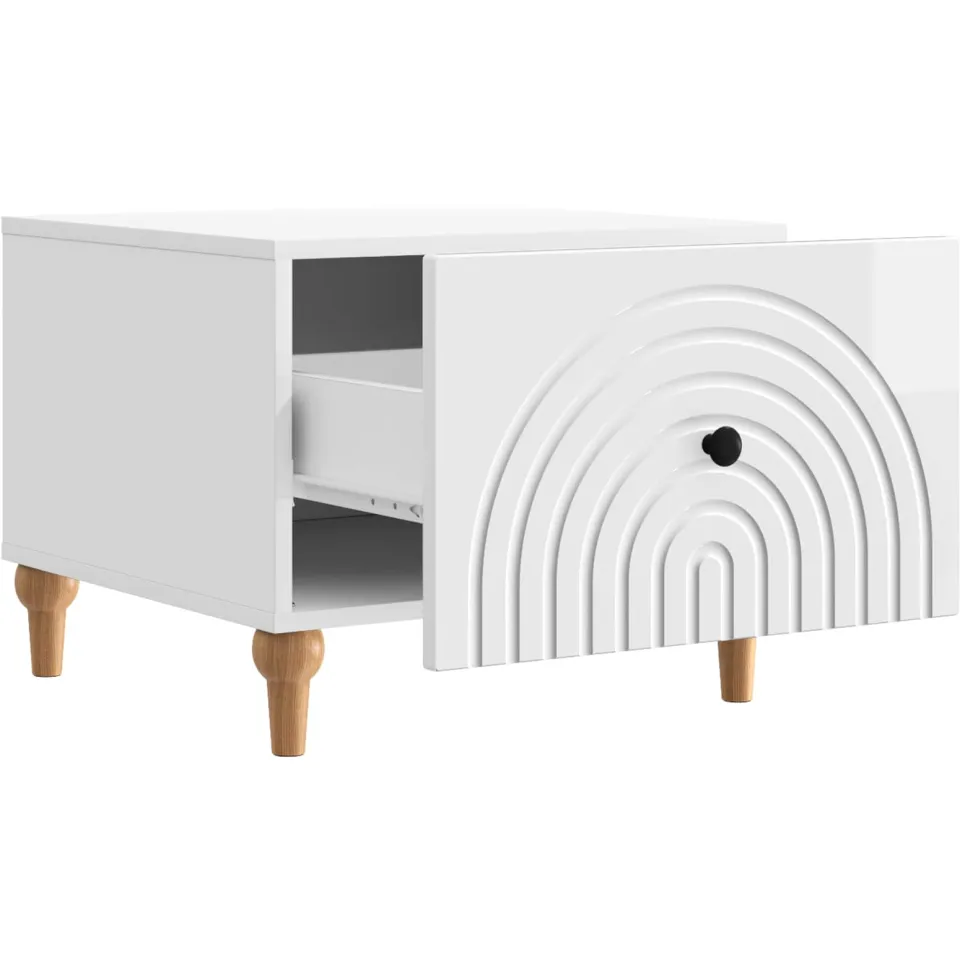 vidaXL Salontafel met lade Hoogglans Wit 49 x 50 x 40 cm Bewerkt hout, foto 4