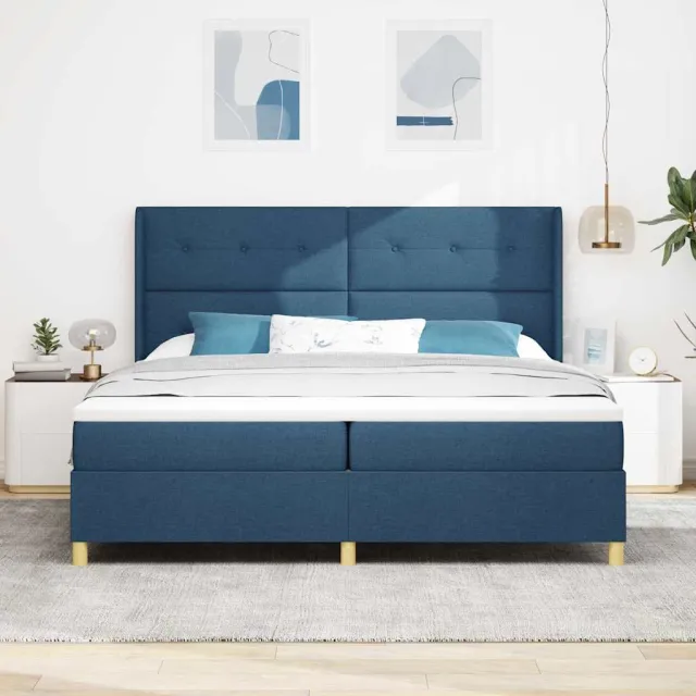 vidaXL Boxspringbed met hoofdeinde Blauw 200 x 200 cm Stof