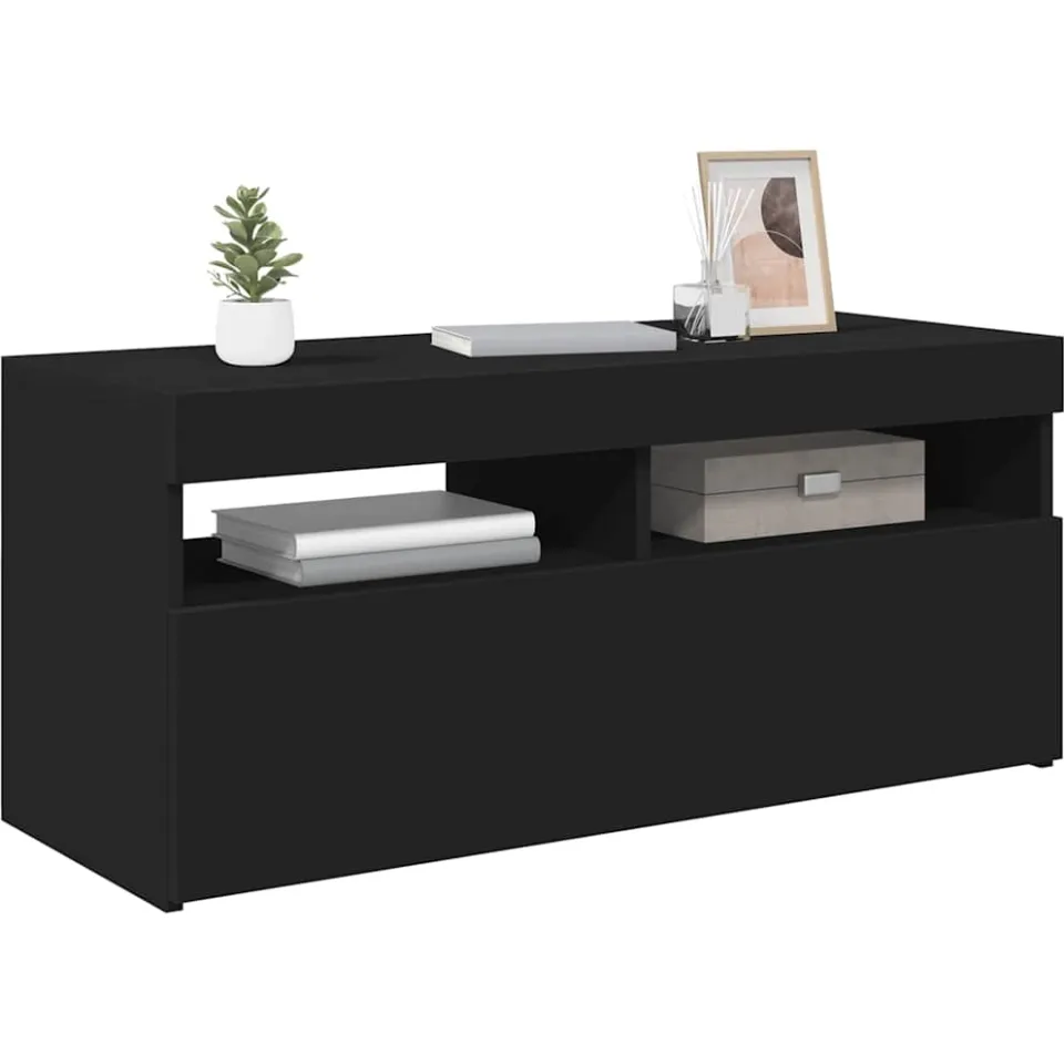 vidaXL Tv-meubel met LED-verlichting 90x35x40 cm zwart