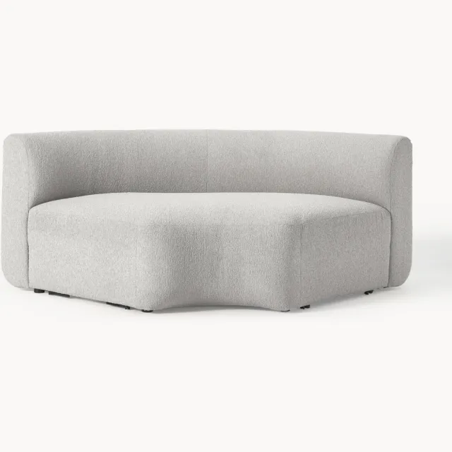 Westwing Collection Ronde bouclé hoekmodule Sofia Grijs