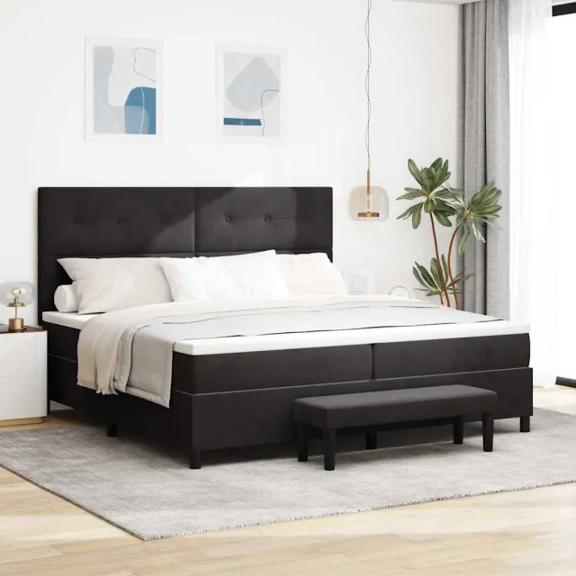 vidaXL Boxspring bed met hoofdeinde Zwart 200 x 200 cm Fluweel