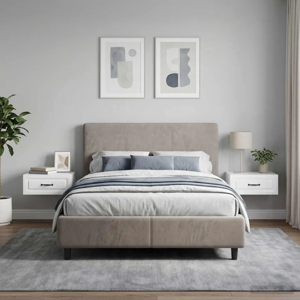 vidaXL Wandbeugel Bedkast 2 st Hoogglans Wit 49 x 34,5 x 20 cm, foto 4