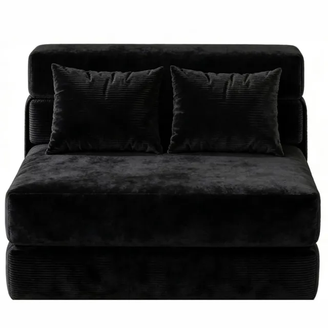 Triumpunpre Opvouwbare Slaapbank 2-Zits - 102x193x23cm - Logeerbed - Slaapfauteuil 2 in 1 Met Kussens - Uittrekbare Slaapbank - Draagbaar - Voor Woonkamer en Slaapkamer - Zwart