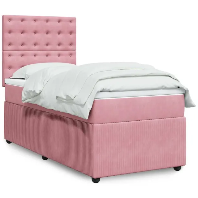 vidaXL Boxspring met matras fluweel roze 80x200 cm