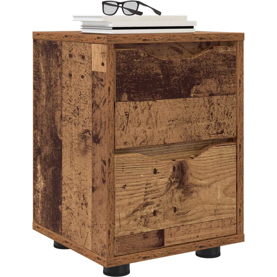 vidaXL Nachtkastjes 2 st Oud Hout 30,5 x 30 x 43 cm Bewerkt hout bruin, foto 2