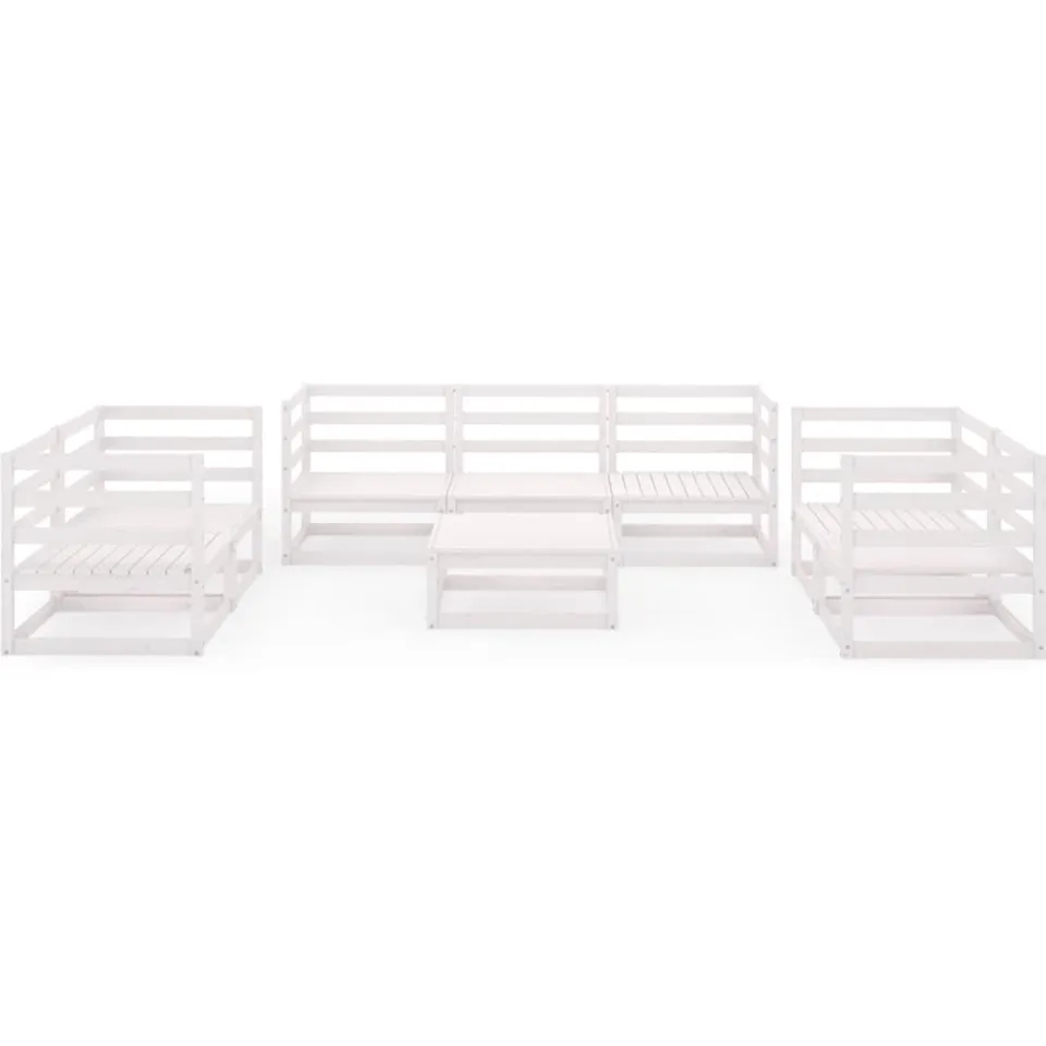vidaXL 8-delige Loungeset massief grenenhout wit