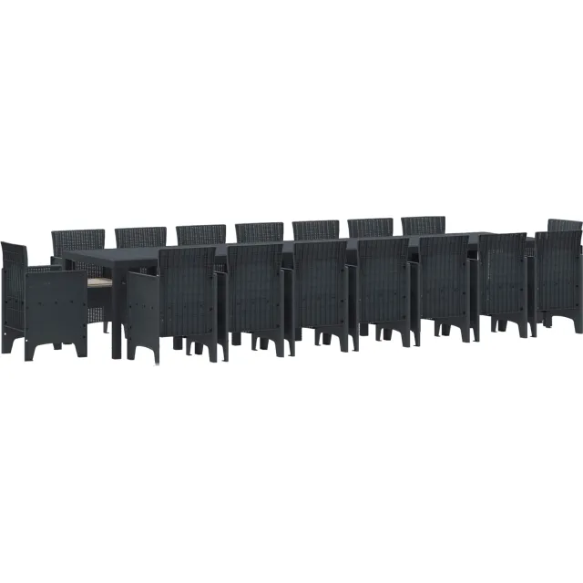 vidaXL Tuin Eettafelset met kussens 17 st Antraciet PP Anthraciet