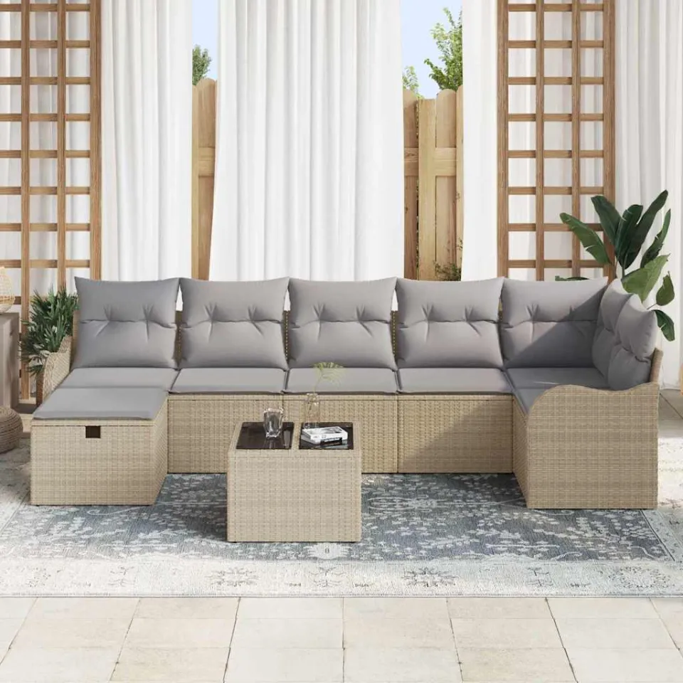 vidaXL Tuin Sofa Set 8 st Poly riet zwart, foto 3