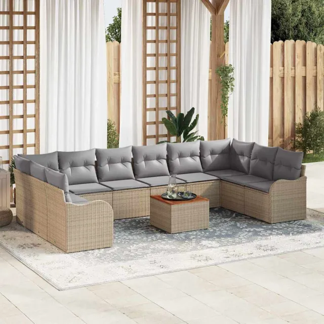 vidaXL Tuinbankenset 11 st Beige poly rattan