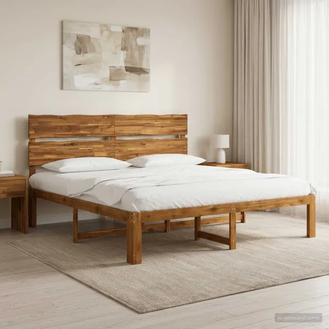 vidaXL Tweepersoonsbed met hoofdeinde ROSTOCK Naturel 200 x 200 cm Bruin