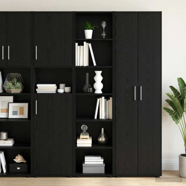vidaXL Dressoir Zwart eiken 45 x 41 x 185 cm Bewerkt hout, foto 2