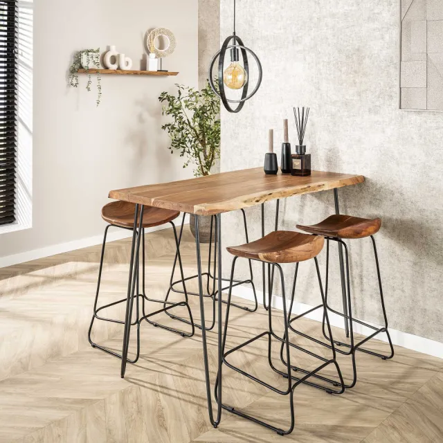 LifestyleFurn Bartafel 'Michel' Boomstam, 130 x 70cm, kleur Massief acacia naturel, foto 2