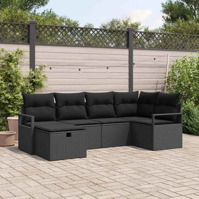 vidaXL Tuin Sofa Set 6 st Zwart poly rattan, foto 2