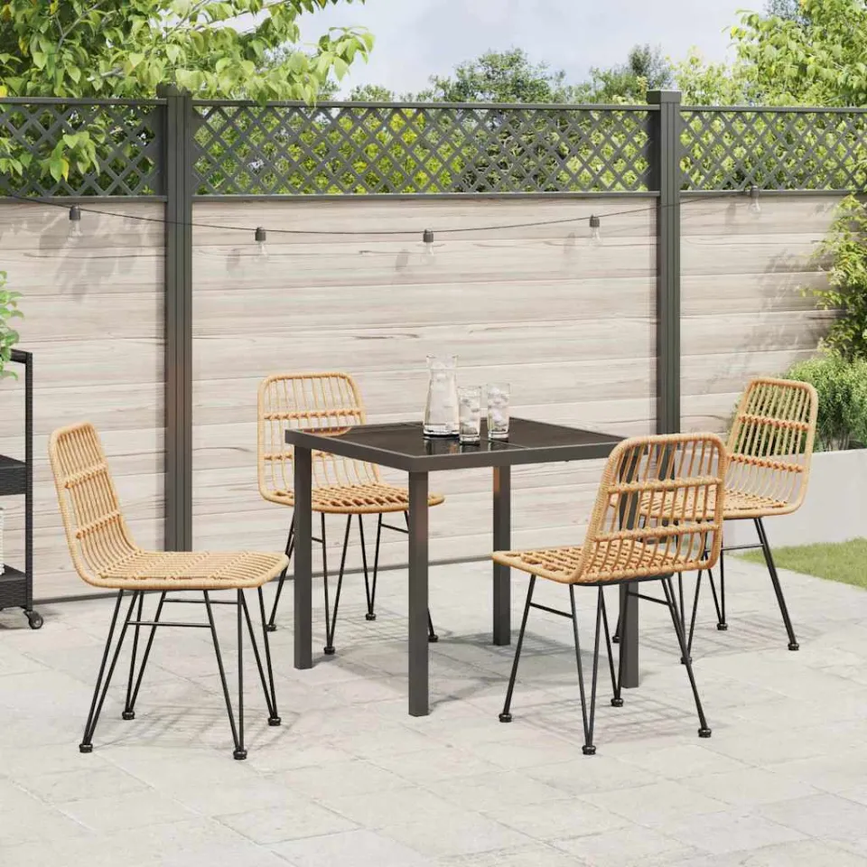 vidaXL Tuin eettafelset 5 st Bruin Gepoedercoat staal, foto 3