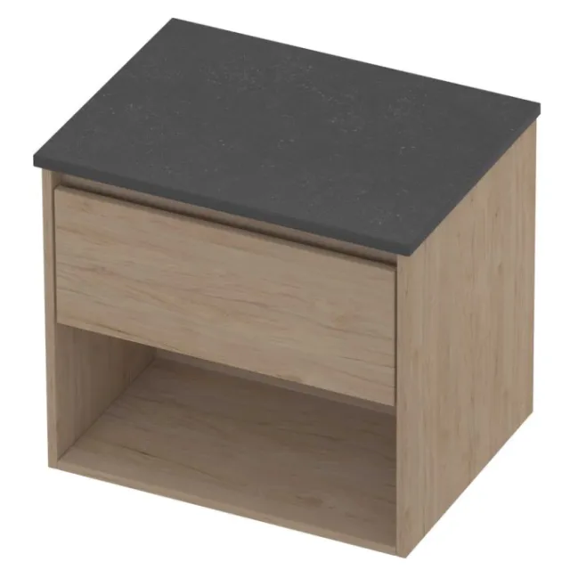Proline Deck Badmeubelset Hardsteen Met Schap 60x46x55 cm Blue Stone Ideal Oak Eiken