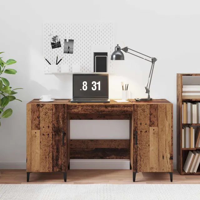 vidaXL Bureau Oudhout 140 x 50 x 75 cm Bewerkt hout bruin, foto 2