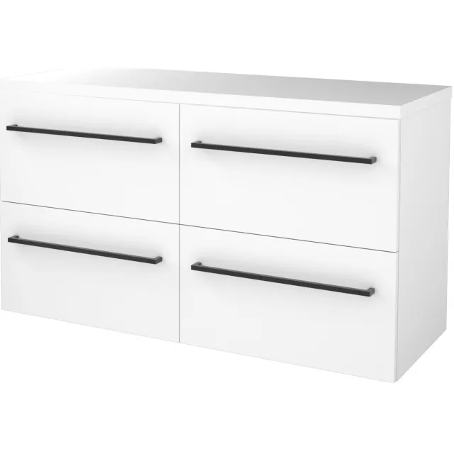 Boss & Wessing Badmeubelset BWS Salt 120x46cm Met Grepen 4 Lades Met Afdekplaat Ice White Wit