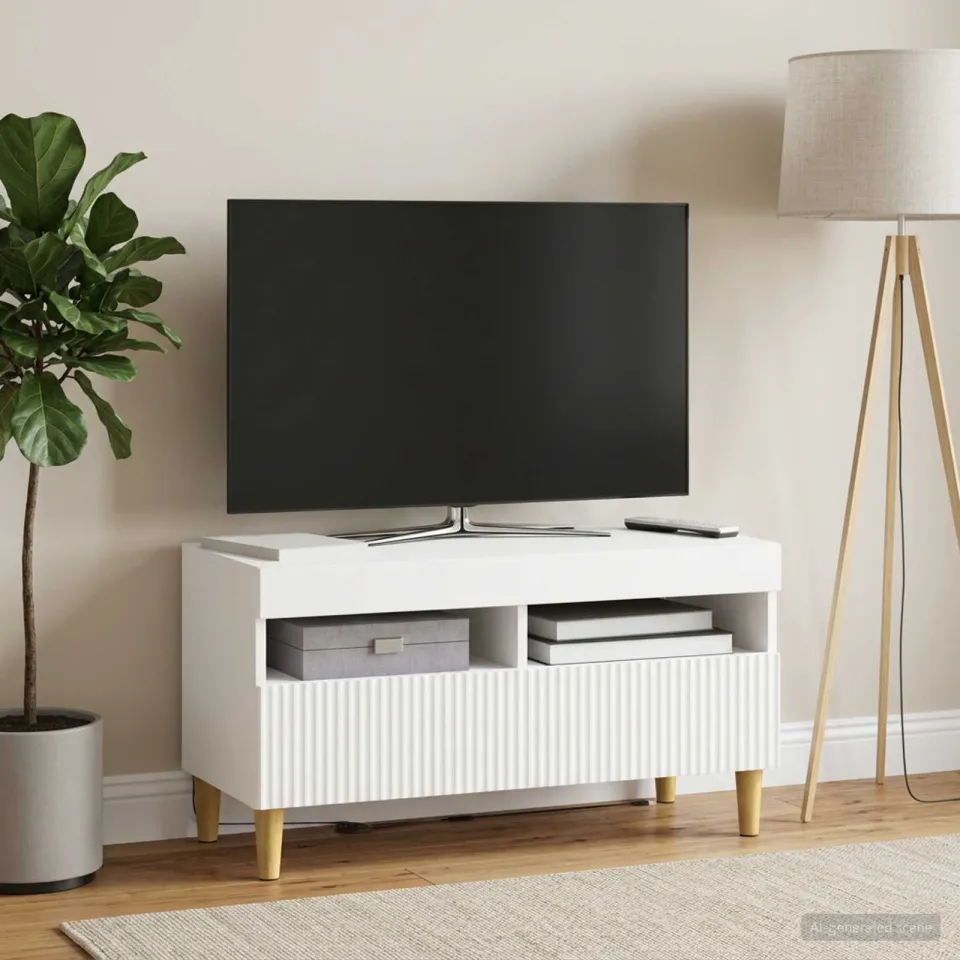 vidaXL LED tv-meubel ARNHEM 81 x 35 x 43 cm Wit Bewerkt hout, foto 4