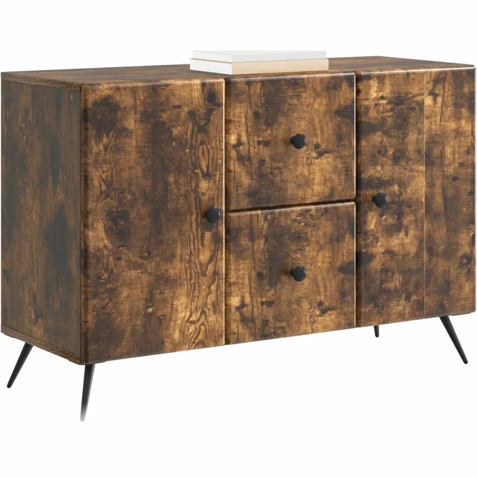 vidaXL Dressoir met lade Gerookt eiken 89 x 34,5 x 60 cm Bewerkt hout Bruin