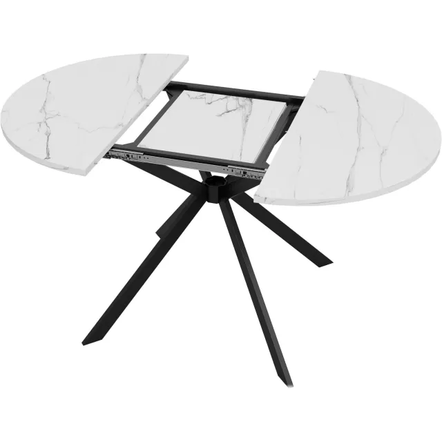 REDOM Uitschuifbare eettafel 100 tot 140 cm - Rond en ovaal tafelblad - Metalen poten - Wit
