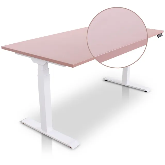 Multi Ratio Lineaflex MRC PRO Zit-Sta Bureau – Elektrisch Verstelbaar – 180x80 cm – Blad Dusty Rose – Wit Frame – ARBO Norm NEN-EN 527 – Met memorybediening – 150 KG Draagvermogen – 130 cm Hoog