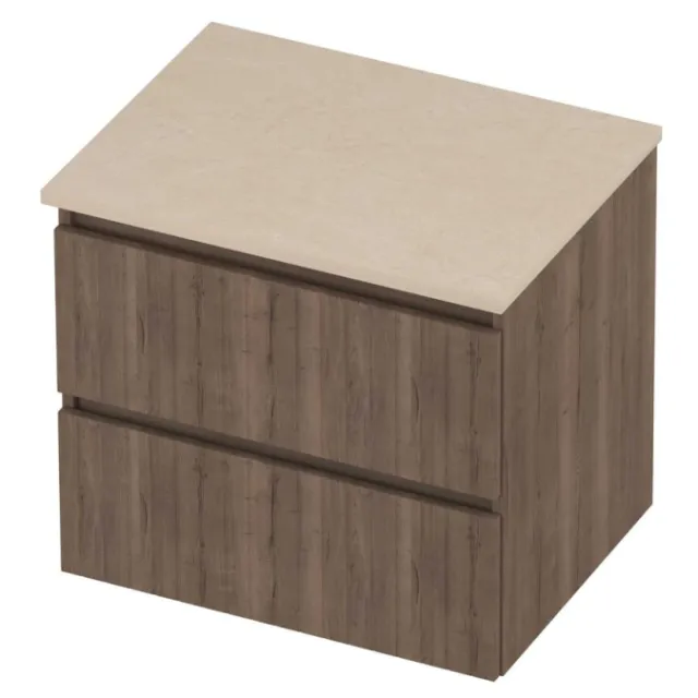 Proline Deck Badmeubelset Hardsteen Symmetrisch Gefreesd 60x46x55 cm Sand Stone Terra Oak Eiken
