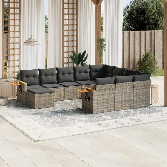 vidaXL Patio Sofa Set 10-zits Grey Grijs