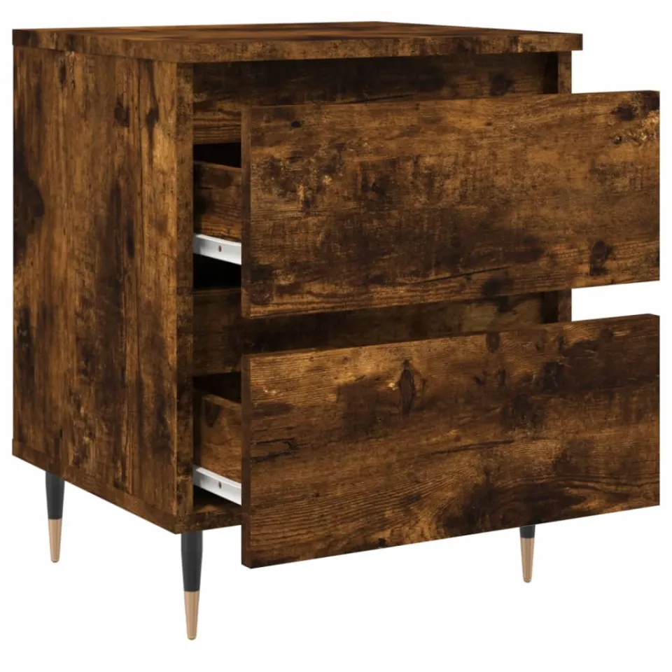 vidaXL Nachtkastjes 2 st 40x35x50 cm bewerkt hout gerookt eikenkleurig, foto 4