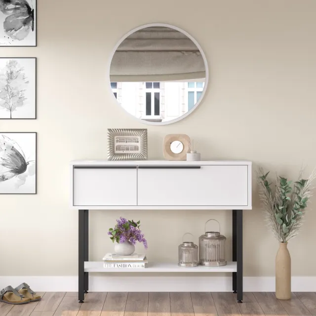 en.casa Console tafel Vesanto sidetable 100x29,5x76 cm wit en zwart [en.casa]