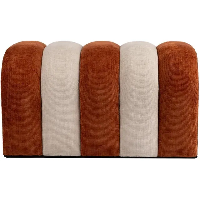 Fameilleur poef 77x44xH43cm gebrand oranje/soft grijs Brume - metalen zitpoef en voetenbank, voor woonkamer, slaapkamer en kinderkamer, woondecoratie voor modern interieur, mooi als cadeau