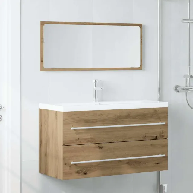 vidaXL 2-delige Badkamermeubelset bewerkt hout artisanaal eikenkleur Bruin